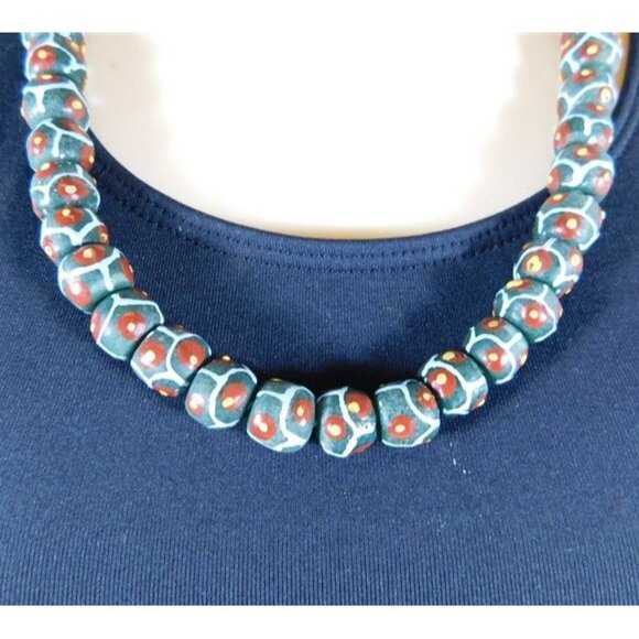 7/2385 Vintage African Handpainted Venetian Beaded 25  Necklace - Picture 3 of 4